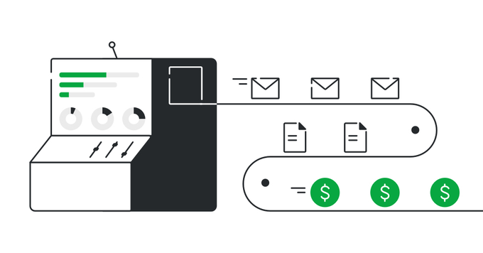 Illustration of Pipedrive automating tasks along a sales pipeline